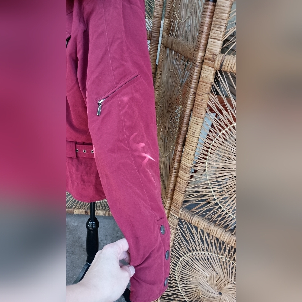 Vintage Nils Women's Burgundy Jacket with Black Collar_12 - Picture 6 of 11